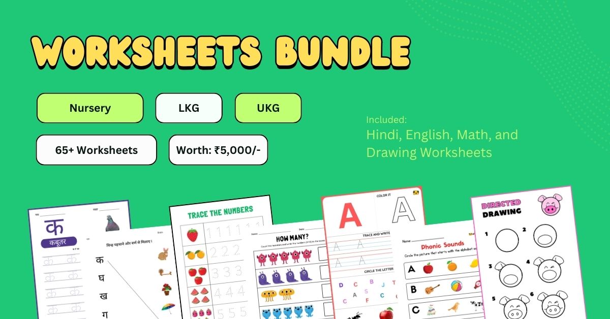 65+ Creative Worksheets for Nursery, LKG & UKG