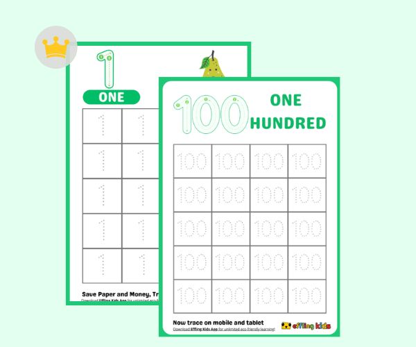 one to 100 tracing worksheet