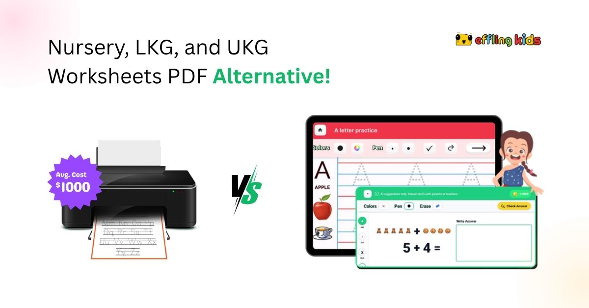 Nursery, LKG, and UKG Worksheets PDF Alternative